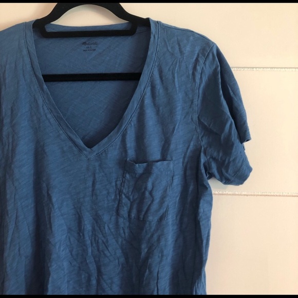 Madewell Blue V-Neck Tee - Picture 2 of 2